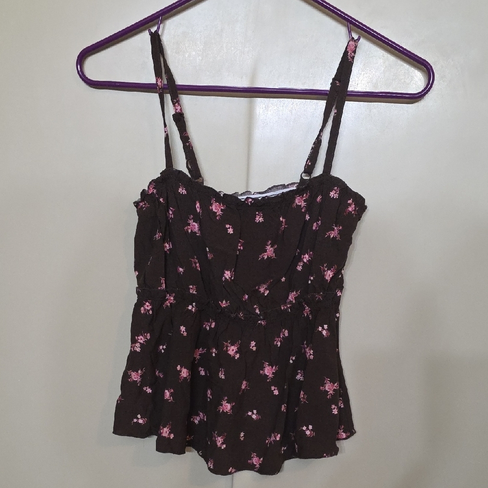 No Boundaries Black and Pink Floral Camisole